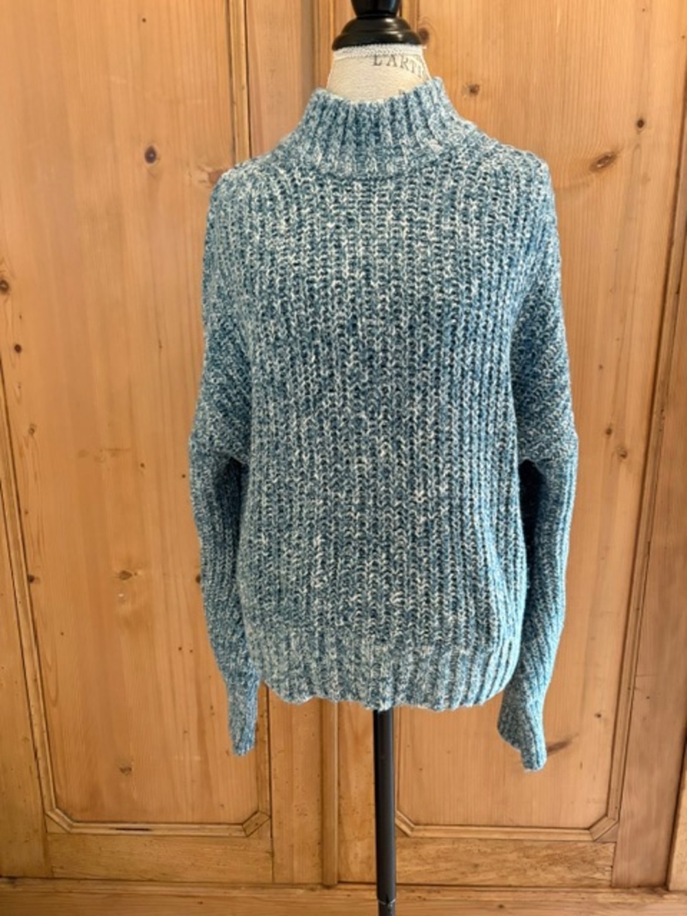 J. Crew Cozy Mock Neck Marled Sweater - Blue